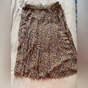 J. Crew Leopard and Pink Midi Skirt